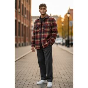 Vintage Pendleton Outdoors Man Wool Thinsulate Plaid Board Shirt Jacket Men's S